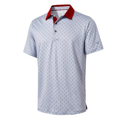 MAELREG Golf Shirts for Men Short Sleeve Print Collared Mens Polo Shirt