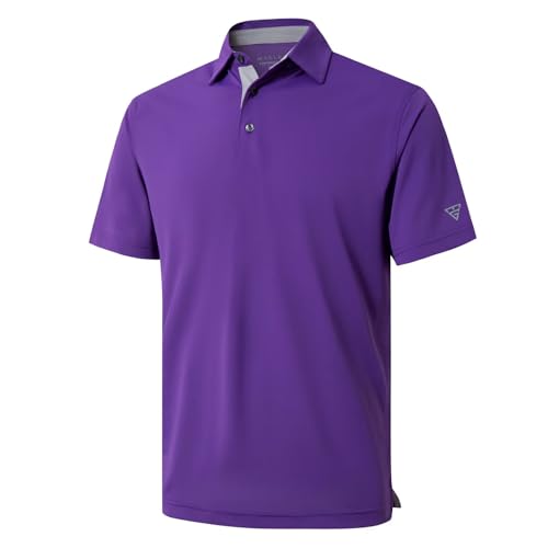 Mens Golf Shirt Short and Long Sleeve Moisture Wicking Dry Fit Performance Solid Casual Pique Golf Polo Shirts for Men