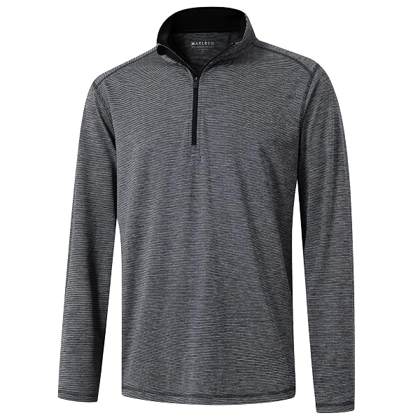 M MAELREG Quarter Zip Pullover Men Performance Dry Fit Stripe Mock Neck Midlayer Golf 1/4 Zip Pullover Mens Sweatshirt