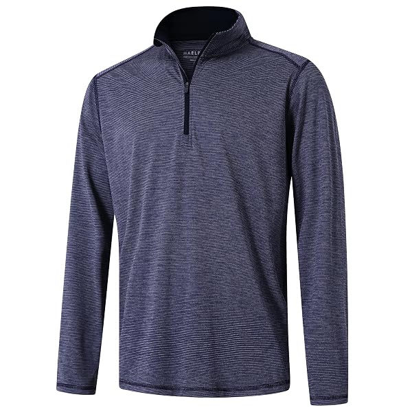 M MAELREG Quarter Zip Pullover Men Performance Dry Fit Stripe Mock Neck Midlayer Golf 1/4 Zip Pullover Mens Sweatshirt