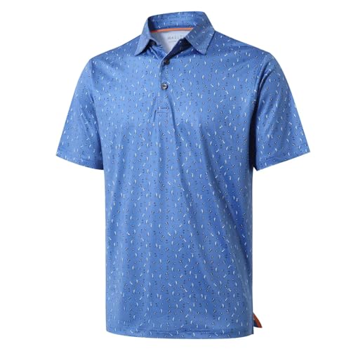 MAELREG Golf Shirts for Men Short Sleeve Print Collared Mens Polo Shirt