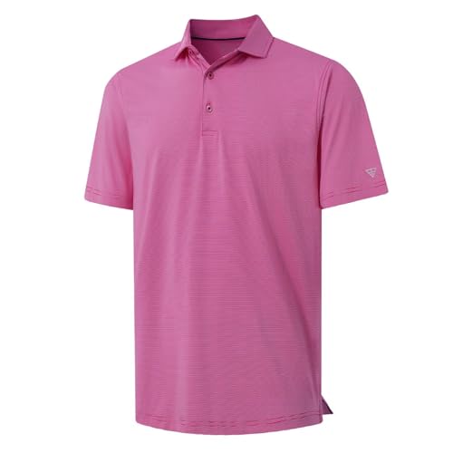 M MAELREG Short and Long Sleeve Polo Shirts for Men Dry Fit Performance Moisture Wicking Sport Pin Striped Mens Golf Shirts