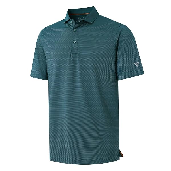 M MAELREG Short and Long Sleeve Polo Shirts for Men Dry Fit Performance Moisture Wicking Sport Pin Striped Mens Golf Shirts