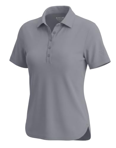 M MAELREG Womens Golf Shirt Short Sleeve 5 Buttons Quick Dry Casual Solid Moisture Wicking Tennis Polo Shirts for Women