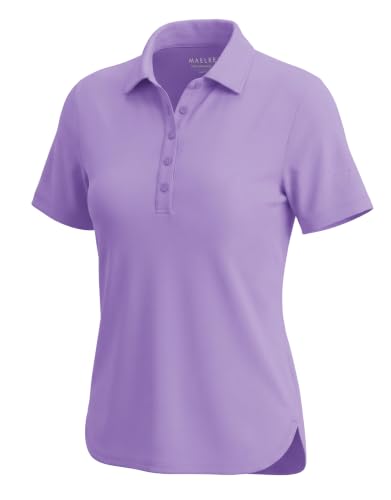 M MAELREG Womens Golf Shirt Short Sleeve 5 Buttons Quick Dry Casual Solid Moisture Wicking Tennis Polo Shirts for Women