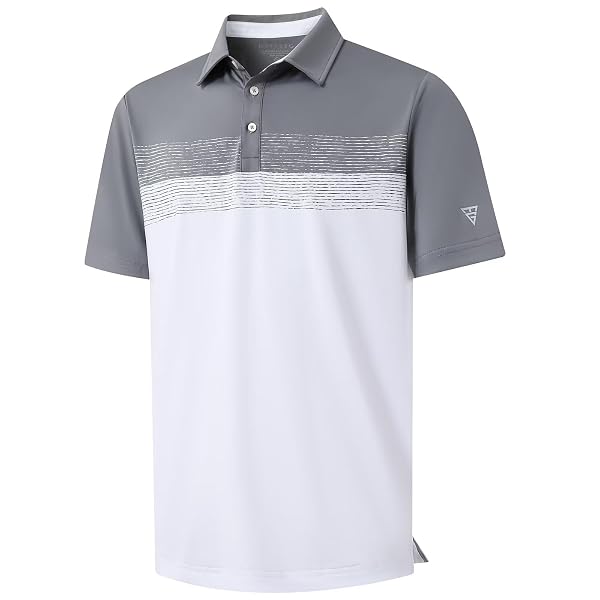 M MAELREG Golf Shirts for Men Dry Fit Performance Chest Print Color Block Moisture Wicking Casual Short Sleeve Polo Shirts