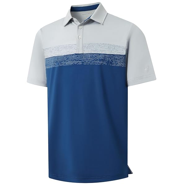 M MAELREG Golf Shirts for Men Dry Fit Performance Chest Print Color Block Moisture Wicking Casual Short Sleeve Polo Shirts