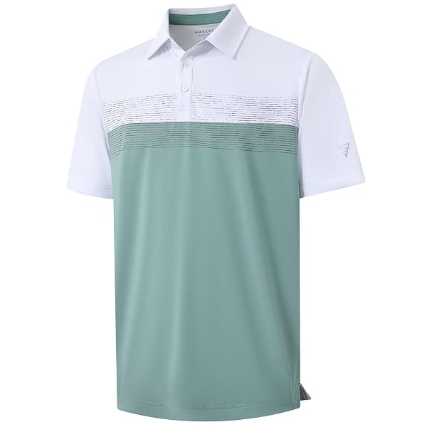 M MAELREG Golf Shirts for Men Dry Fit Performance Chest Print Color Block Moisture Wicking Casual Short Sleeve Polo Shirts