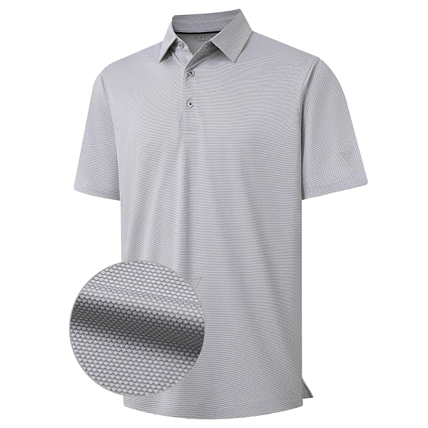 M MAELREG Golf Shirts for Men Dry fit Sports Jacquard Lightweight Performance Texture Short Sleeve Collared Polo Shirts