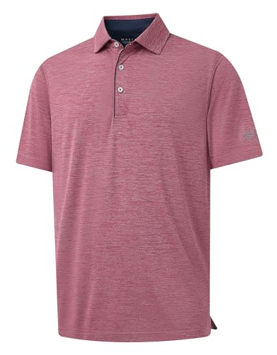 M MAELREG Golf Shirts for Men Short Sleeve Dry Fit Casual Striped Performance Moisture Wicking Collared Mens Polo Shirts