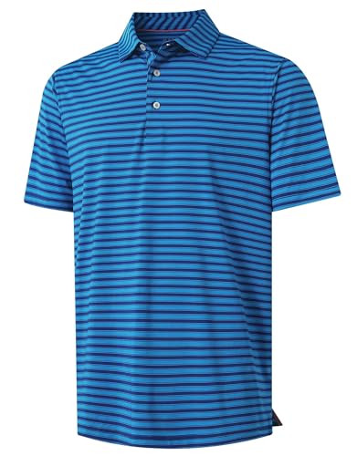 M MAELREG Golf Shirts for Men Short Sleeve Dry Fit Casual Striped Performance Moisture Wicking Collared Mens Polo Shirts