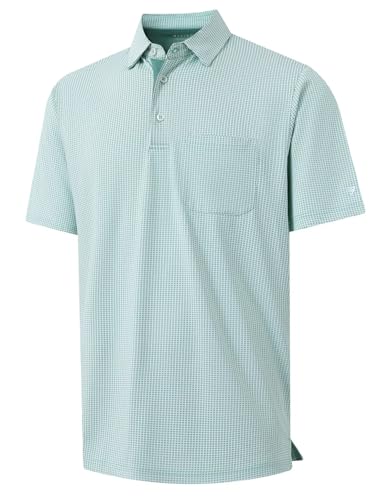 M MAELREG Golf Shirts for Men Heather Pocket Lightweight Moisture Wicking Cllared Stretch Mens Polo Shirts Short Sleeve