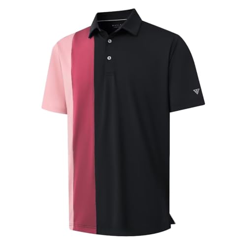 M MAELREG Mens Golf Polo Shirts Short Sleeve Dry Fit Casual Performance Moisture Wicking Color Block Polo Shirts for Men