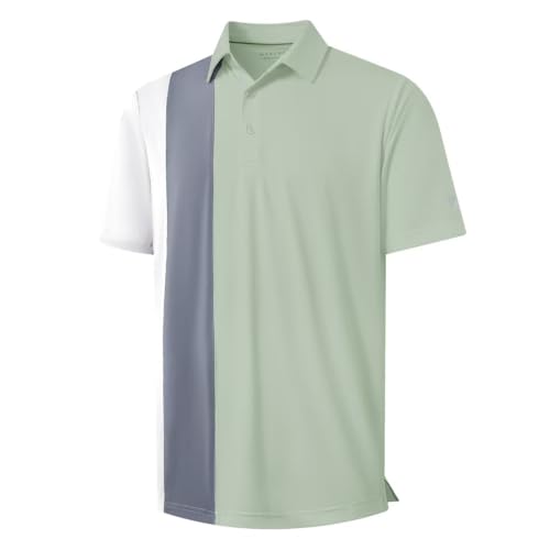 M MAELREG Mens Golf Polo Shirts Short Sleeve Dry Fit Casual Performance Moisture Wicking Color Block Polo Shirts for Men