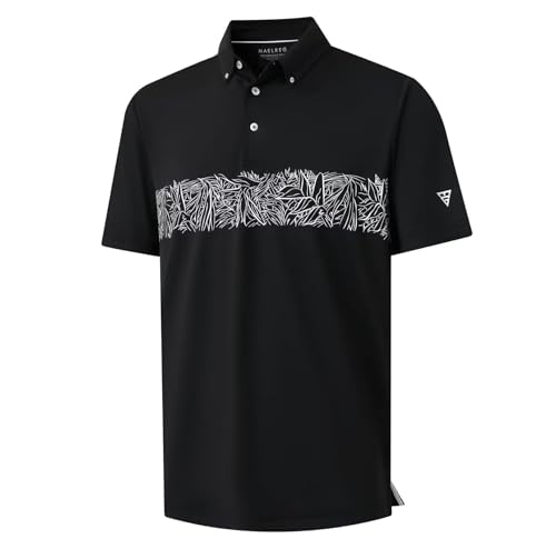 M MAELREG Golf Shirts for Men Dry Fit Moisture Wicking Performance Lightweight Print Pattern Short Sleeve Mens Polo Shirts