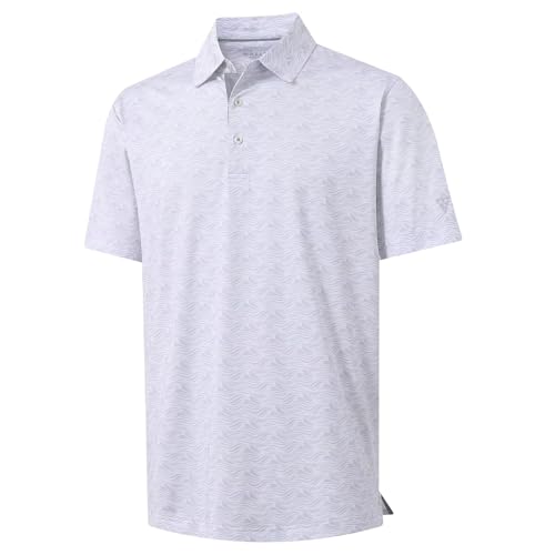 M MAELREG Mens Golf Shirt Short Sleeve Dry Fit Print Moisture Wicking Performance Patterns Collared Polo Shirt