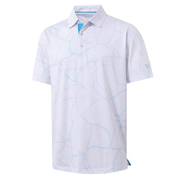 M MAELREG Mens Golf Shirt Short Sleeve Dry Fit Print Patterns Collared Polo