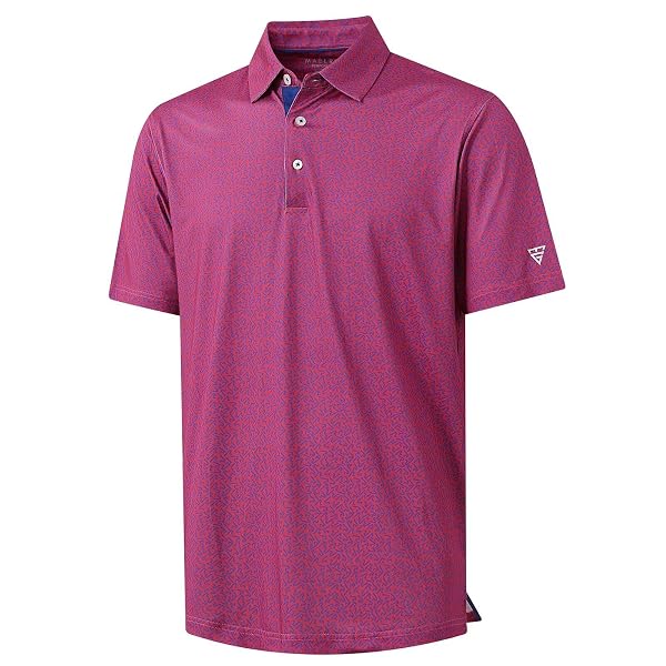 M MAELREG Mens Golf Shirt Short Sleeve Dry Fit Print Patterns Collared Polo