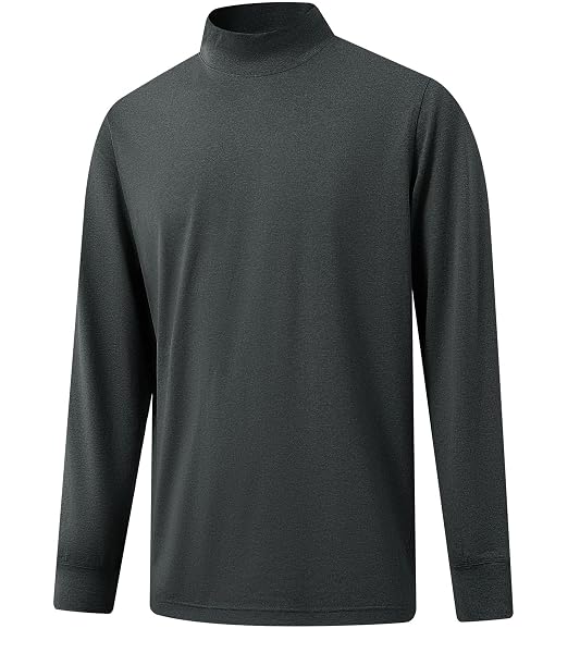 M MAELREG Long Sleeve Shirts for Men Thermal Mock Neck Turtleneck Shirt Heather Basic Golf Pullover Tops Undershirt Sweater