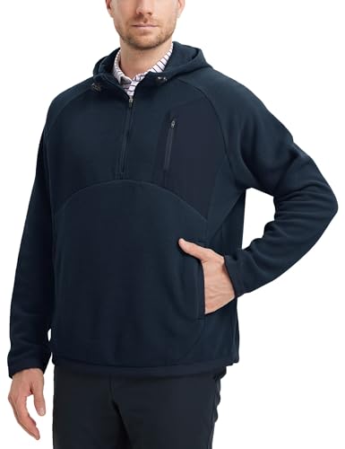 M MAELREG Hoodies for Men Quarter Zip Hooded Pullover Heavyweight Warm Microfleece Golf Polar Fleece Sweatshirt for Men