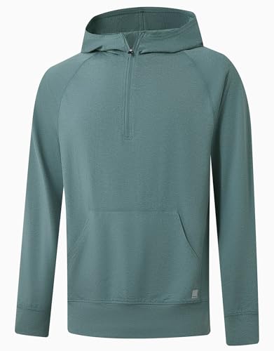 M MAELREG Hoodies For Men Long Sleeve Kangaroo Pocket Lightweight Heather Golf Quarter Zip Mens Sweatshirts Hoodies Pullover