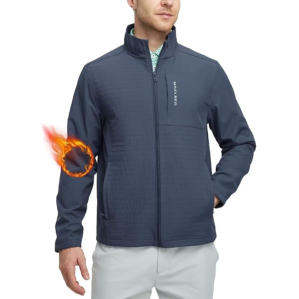 M MAELREG Mens Jacket Zipper Pockets Softshell Lightweight Water-Resistant Windbreaker Golf Spring Fall Jackets for Men