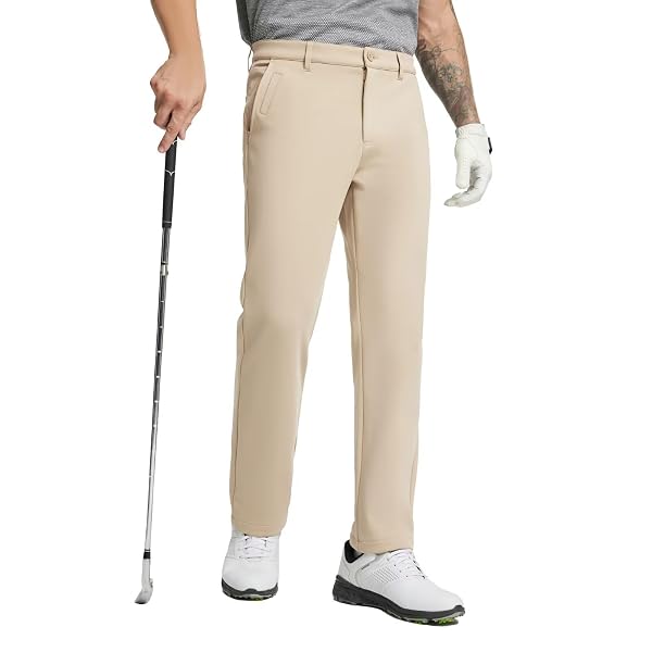 M MAELREG Golf Fleece Lined Pants Men Softshell Water-Resistant Workout Casual Outdoor Hiking Insulated Winter Pants for Men