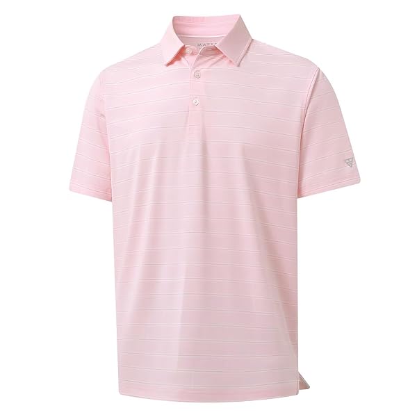 M MAELREG Golf Shirts for Men Moisture Wicking Striped Polo Performance Dry Fit Business Sports Mens Polo Shirts Short Sleeve