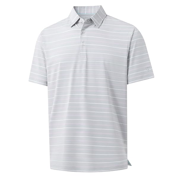 M MAELREG Golf Shirts for Men Short Sleeve Dry Fit Striped Performance Lightweight Moisture Wicking Collared Casual Golf Polo