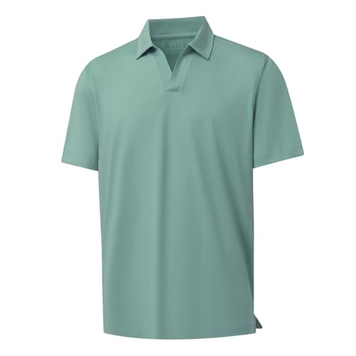 M MAELREG V Neck Polo Shirts for Men Performance Casual Moisture Wicking Mens Golf Polo Shirts Short Sleeve with Collar