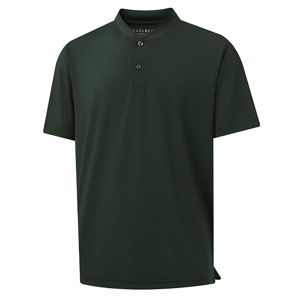 M MAELREG Collarless Golf Shirts for Men Dry Fit Moisture Wicking Performance Solid Casual Mens Henley Shirts Short Sleeve