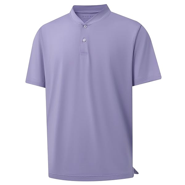 M MAELREG Collarless Golf Shirts for Men Dry Fit Moisture Wicking Performance Solid Casual Mens Henley Shirts Short Sleeve