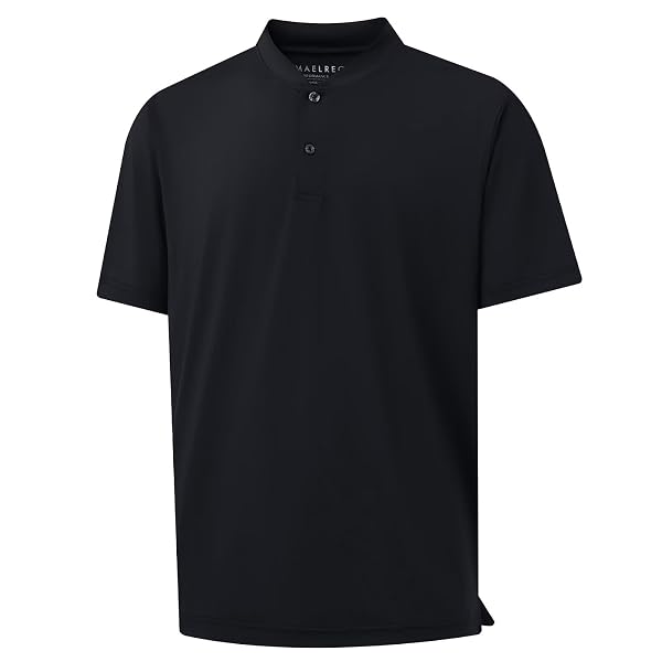 M MAELREG Collarless Golf Shirts for Men Dry Fit Moisture Wicking Performance Solid Casual Mens Henley Shirts Short Sleeve