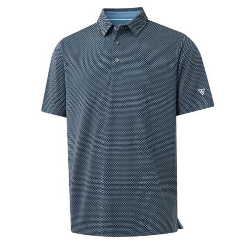 M MAELREG Golf Shirts for Men Moisture Wicking Jacquard Breathable Performance Dry Fit Collared Mens Polo Shirts Short Sleeve