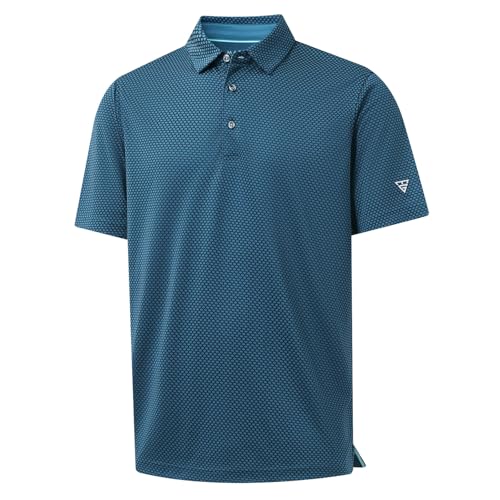 M MAELREG Golf Shirts for Men Moisture Wicking Jacquard Breathable Performance Dry Fit Collared Mens Polo Shirts Short Sleeve