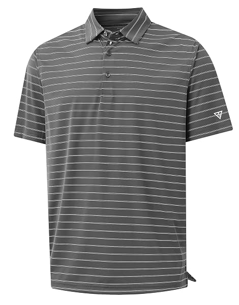 M MAELREG Mens Striped Golf Shirts Short Sleeve Silk-Like Touch Water-Resistant Breathable Soft Collared Polo Shirts for Men