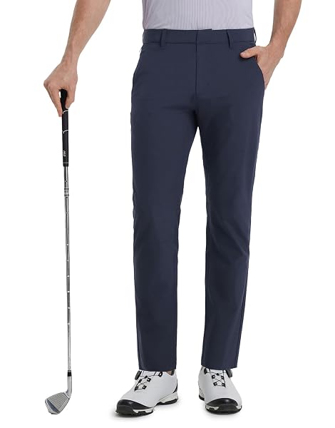 M MAELREG Golf Pants Men Stretch Slim Fit - 30"/32"/34" Stretch 5 Pockets Quick Dry Business Mens Pants Casual Navy