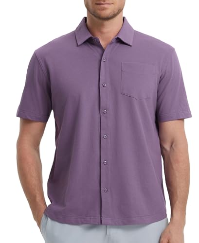 M MAELREG Button Down Shirt Men Moisture Wicking Dry Fit Pique Performence Cool Breathable Mens Summer Shirts Short Sleeve