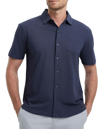 M MAELREG Button Down Shirt Men Moisture Wicking Dry Fit Pique Performence Cool Breathable Mens Summer Shirts Short Sleeve