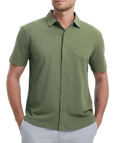 M MAELREG Button Down Shirt Men Moisture Wicking Dry Fit Pique Performence Cool Breathable Mens Summer Shirts Short Sleeve