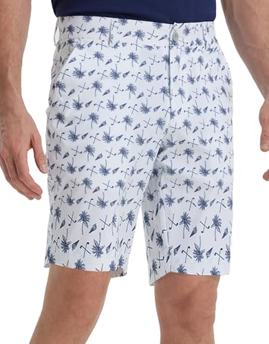 M MAELREG Golf Shorts Men Print Quick Dry 9" Stretch Lightweight Water-Resistant Flex Flat Front Fashion Mens Shorts Casual White Hawaii Club 42 Short