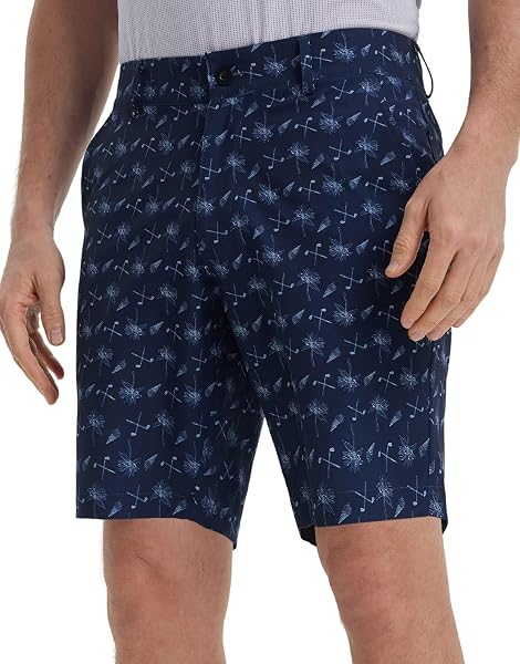 M MAELREG Golf Shorts Men Print Quick Dry 9" Stretch Lightweight Water-Resistant Flex Flat Front Fashion Mens Shorts Casual