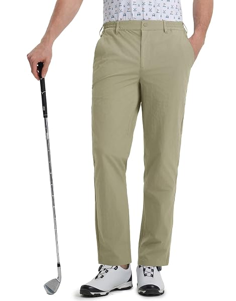 M MAELREG Mens Golf Pants 5 Pockets Lightweight - 30"/32"/34" Dry Fit Water-Resistant Stretch Dress Work Mens Casual Pants