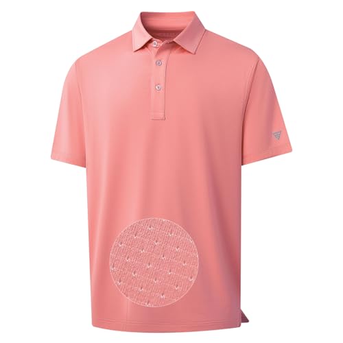 M MAELREG Mens Golf Shirts Moisture Wicking Dry Fit Business Casual Stretch Jacquard Short Sleeve Golf Polo Shirts for Men