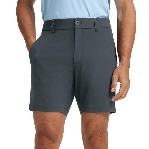 M MAELREG Men's Golf Shorts Flat Front 7" Lightweight Stretch Quick Dry Dress Work Mens Casual Shorts with 4 Pockets