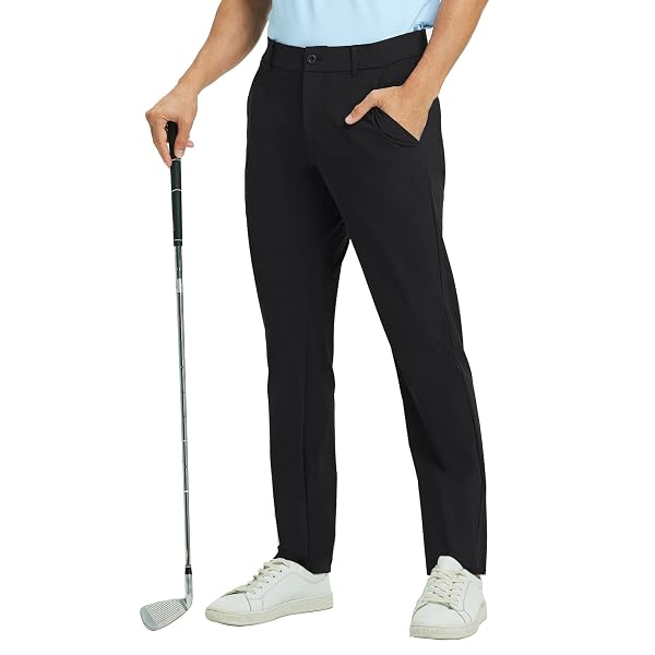 M MAELREG Mens Golf Pants Stretch Classic Fit Quick Dry Lightweight Casual Work Dress Trousers with Pockets