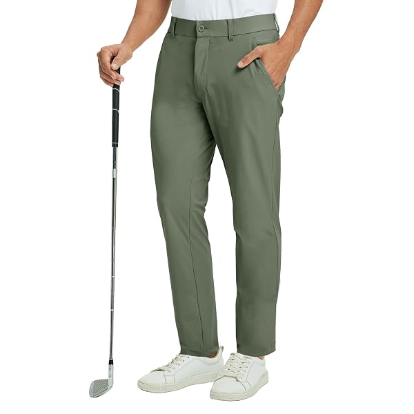 M MAELREG Mens Golf Pants Stretch Classic Fit Quick Dry Lightweight Casual Work Dress Trousers with Pockets