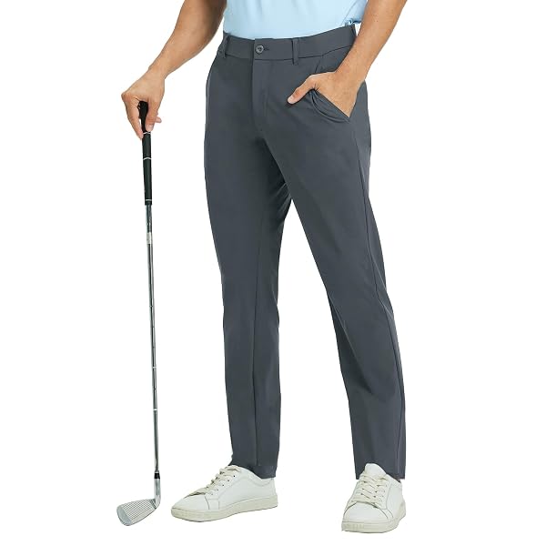 M MAELREG Mens Golf Pants Stretch Classic Fit Quick Dry Lightweight Casual Work Dress Trousers with Pockets