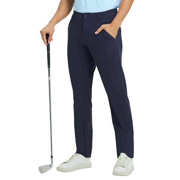 M MAELREG Mens Golf Pants Stretch Classic Fit Quick Dry Lightweight Casual Work Dress Trousers with Pockets