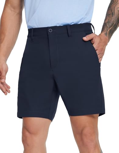M MAELREG Men's Golf Shorts with 8 Pockets 7" Inseam Water Resistant Quick Dry Flat Front Dress Shorts for Casual Work Travel
